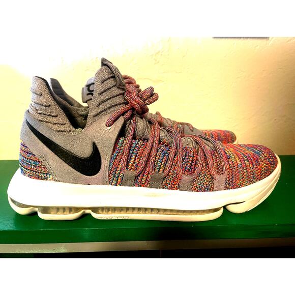 Nike KD 10 Multi-Color Grey Men's 9 Basketball 2017 Super Clean - Picture 2 of 4